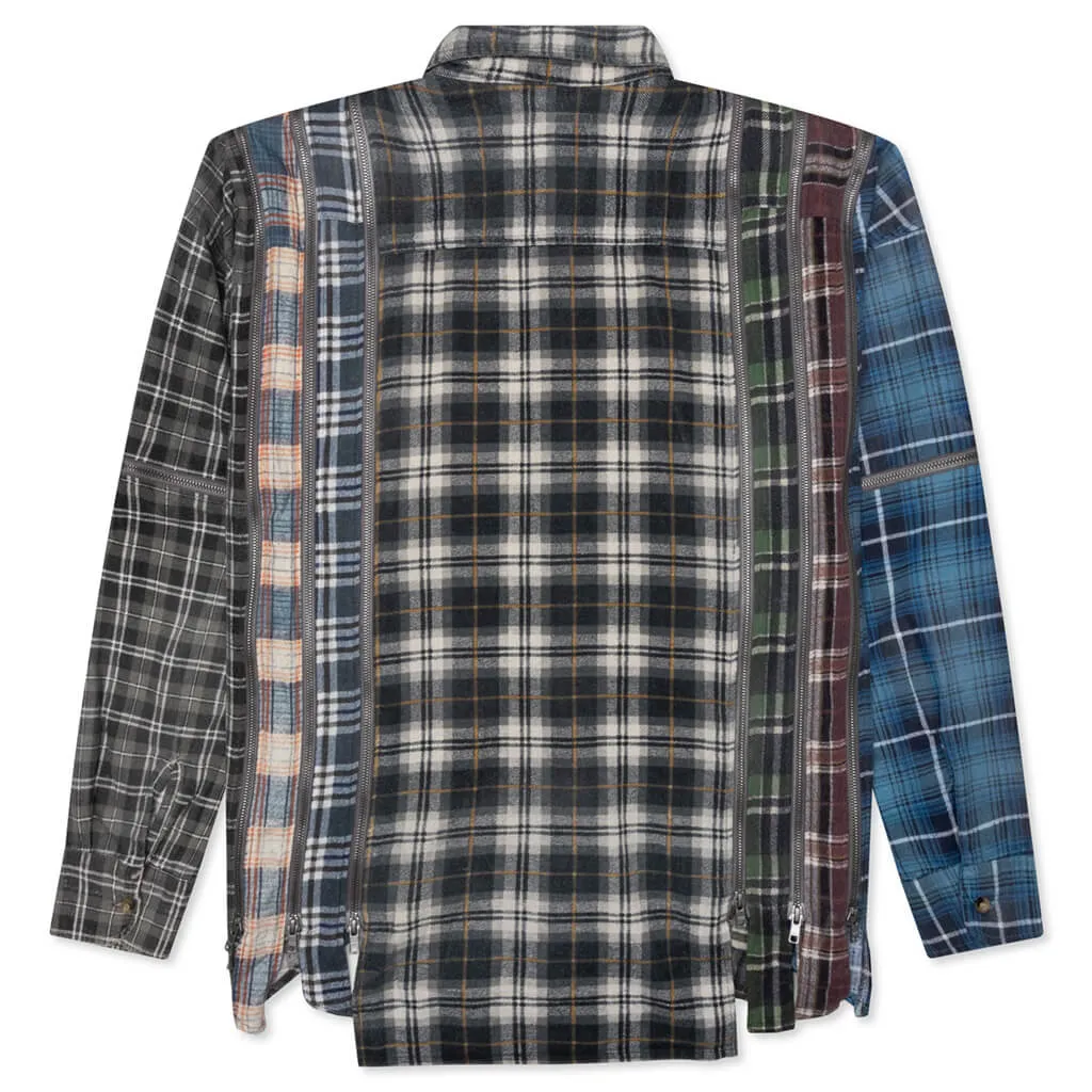 Flannel Shirt 7 Cuts Zipped Wide Reflection Shirt - Assorted