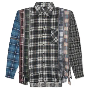 Flannel Shirt 7 Cuts Zipped Wide Reflection Shirt - Assorted