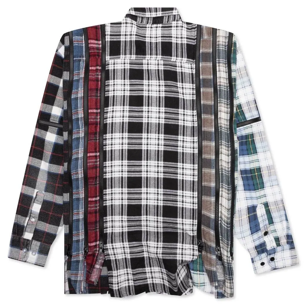 Flannel Shirt 7 Cuts Zipped Wide Shirt - Assorted