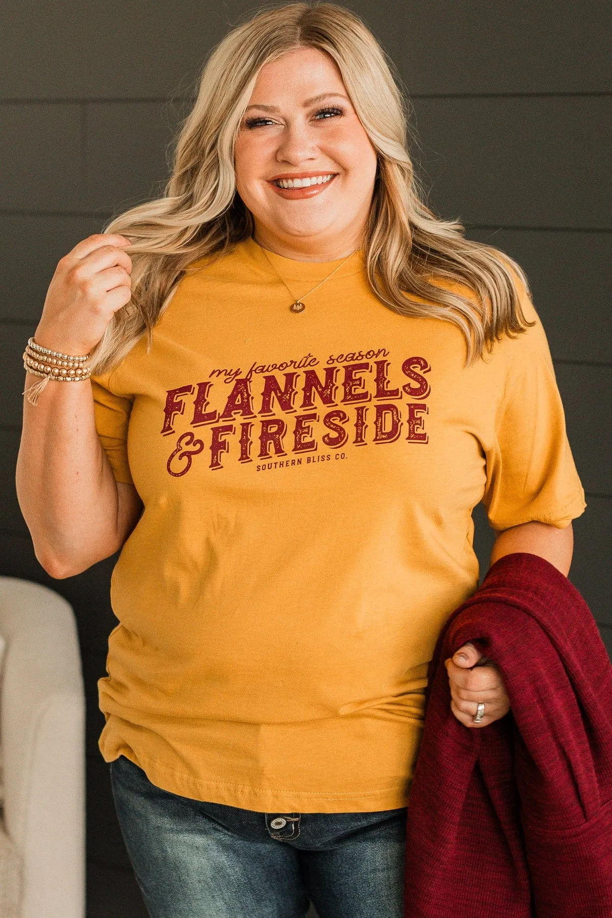 Flannels & Fireside Graphic Tee- Mustard