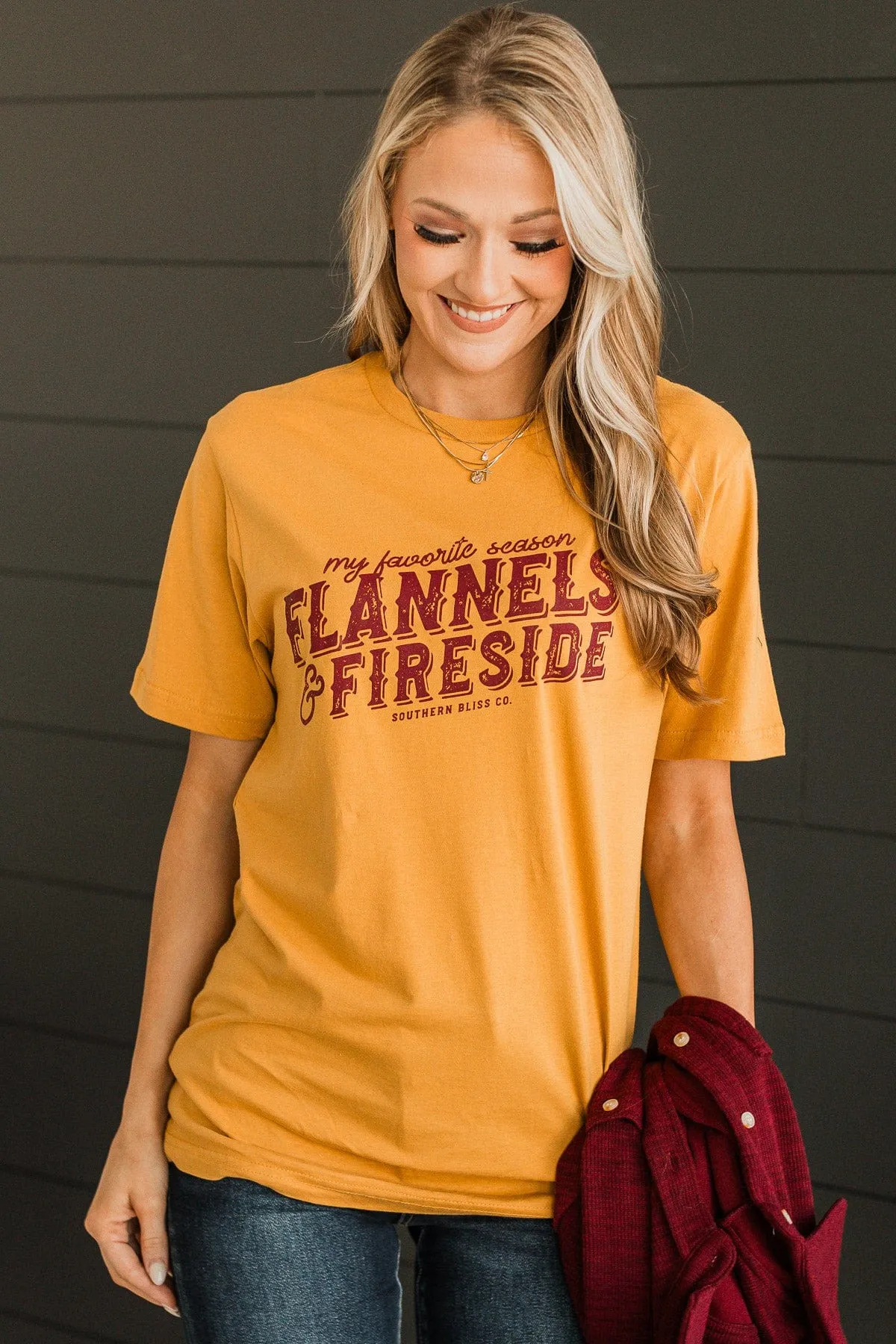 Flannels & Fireside Graphic Tee- Mustard