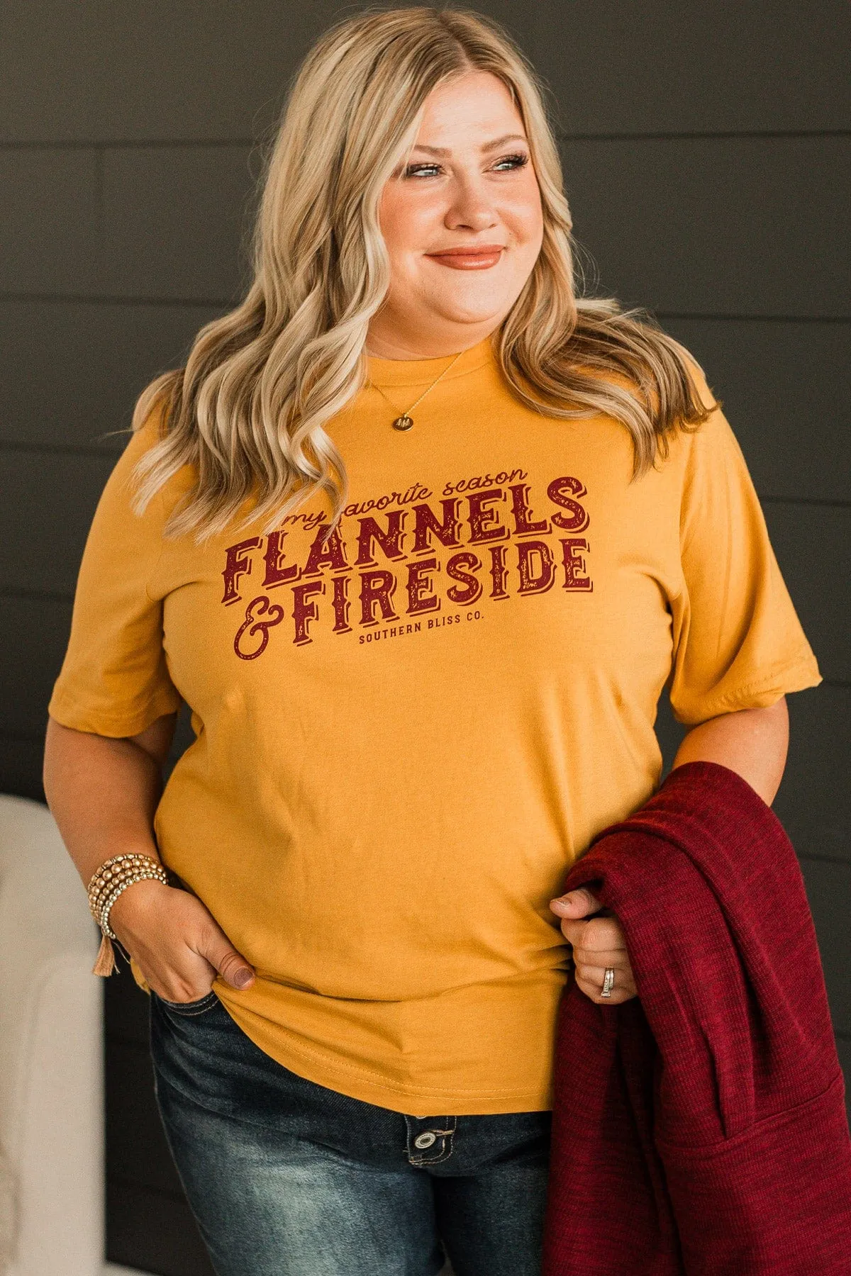 Flannels & Fireside Graphic Tee- Mustard