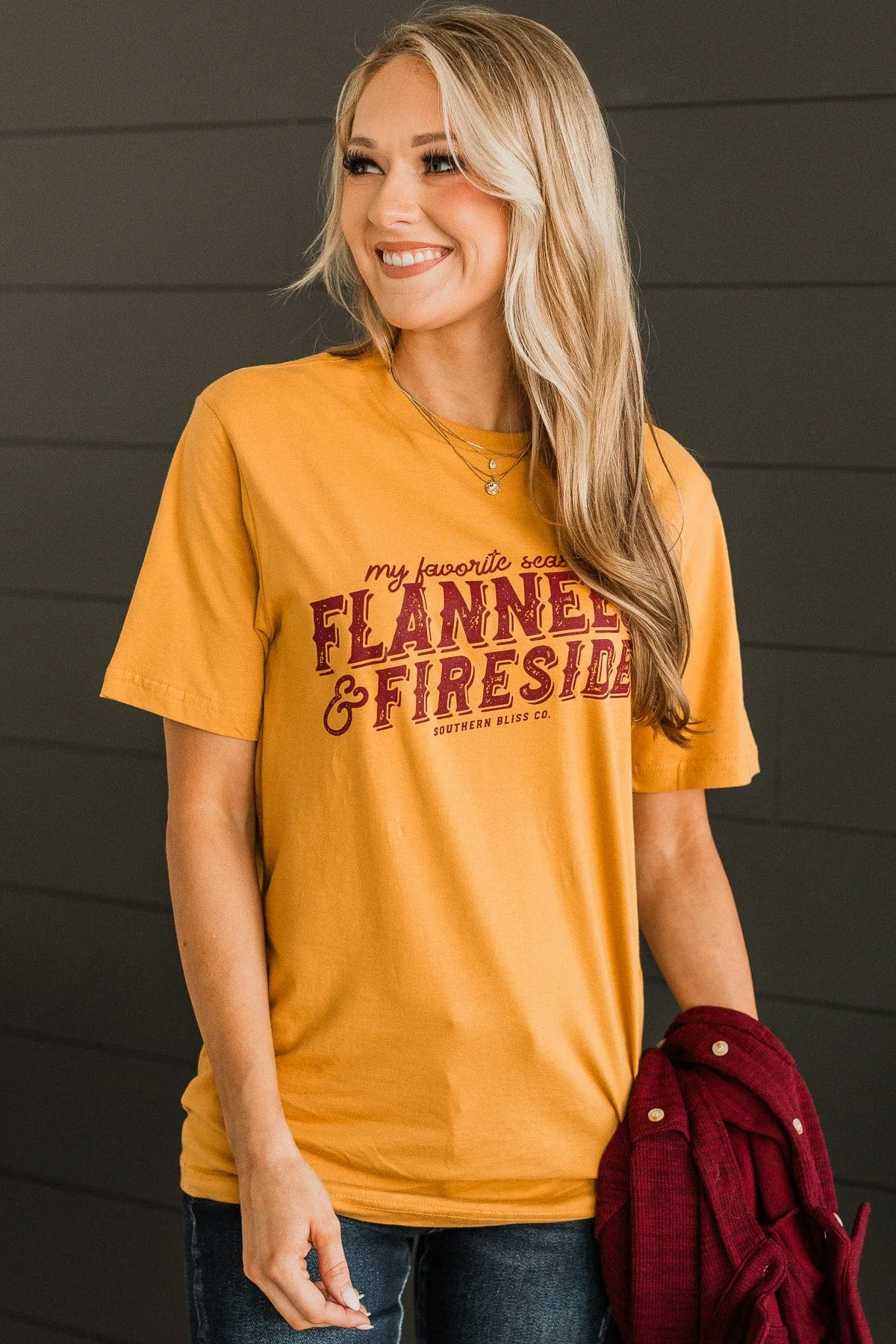 Flannels & Fireside Graphic Tee- Mustard