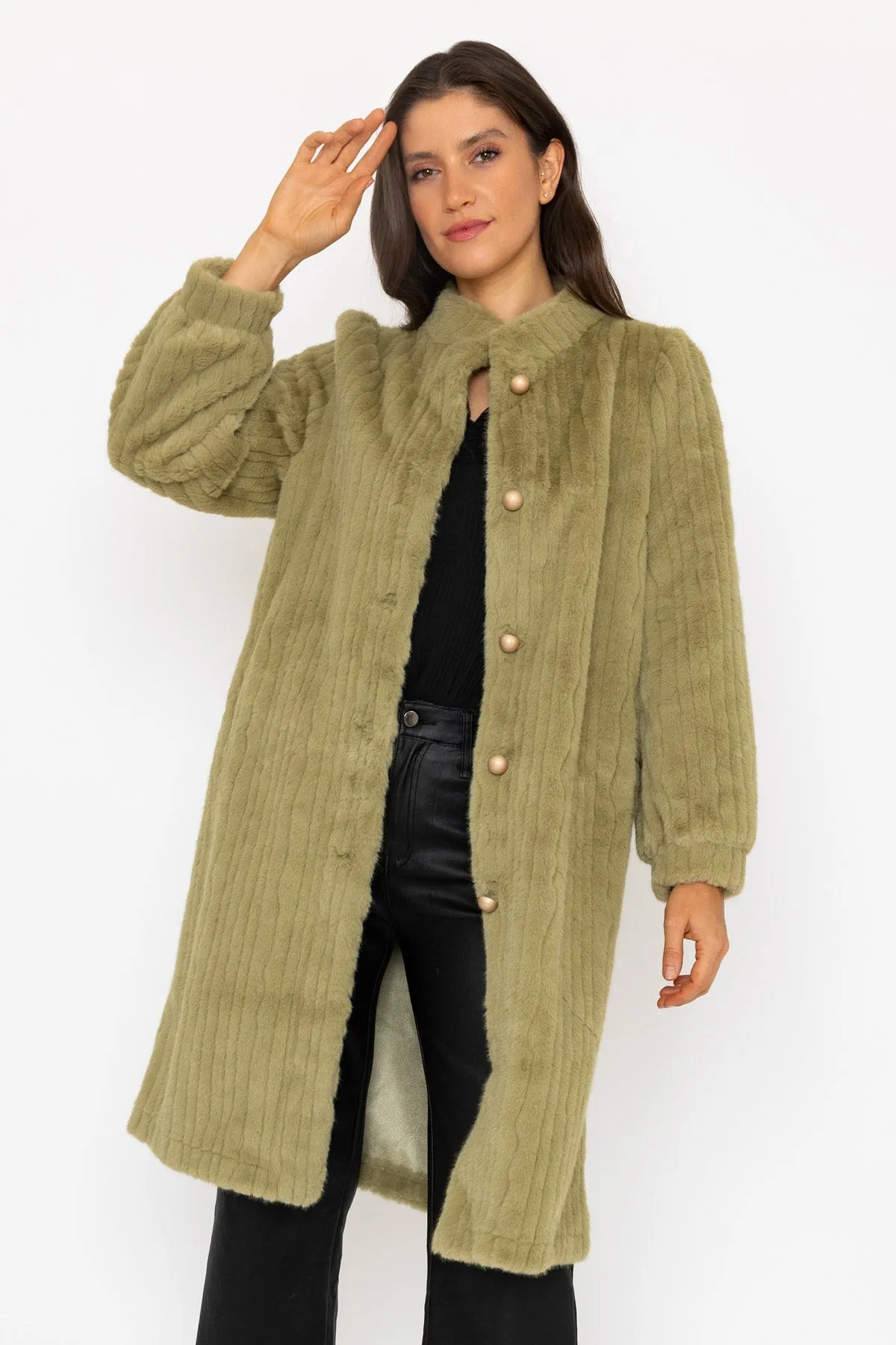 Green Faux Fur Victoria Coat