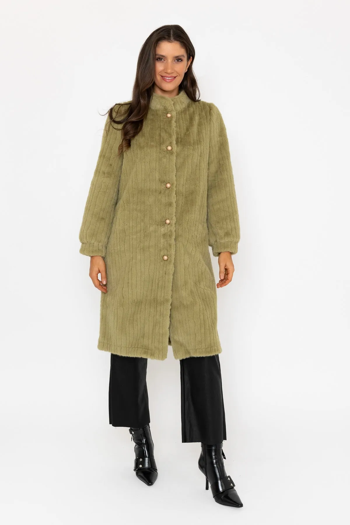 Green Faux Fur Victoria Coat