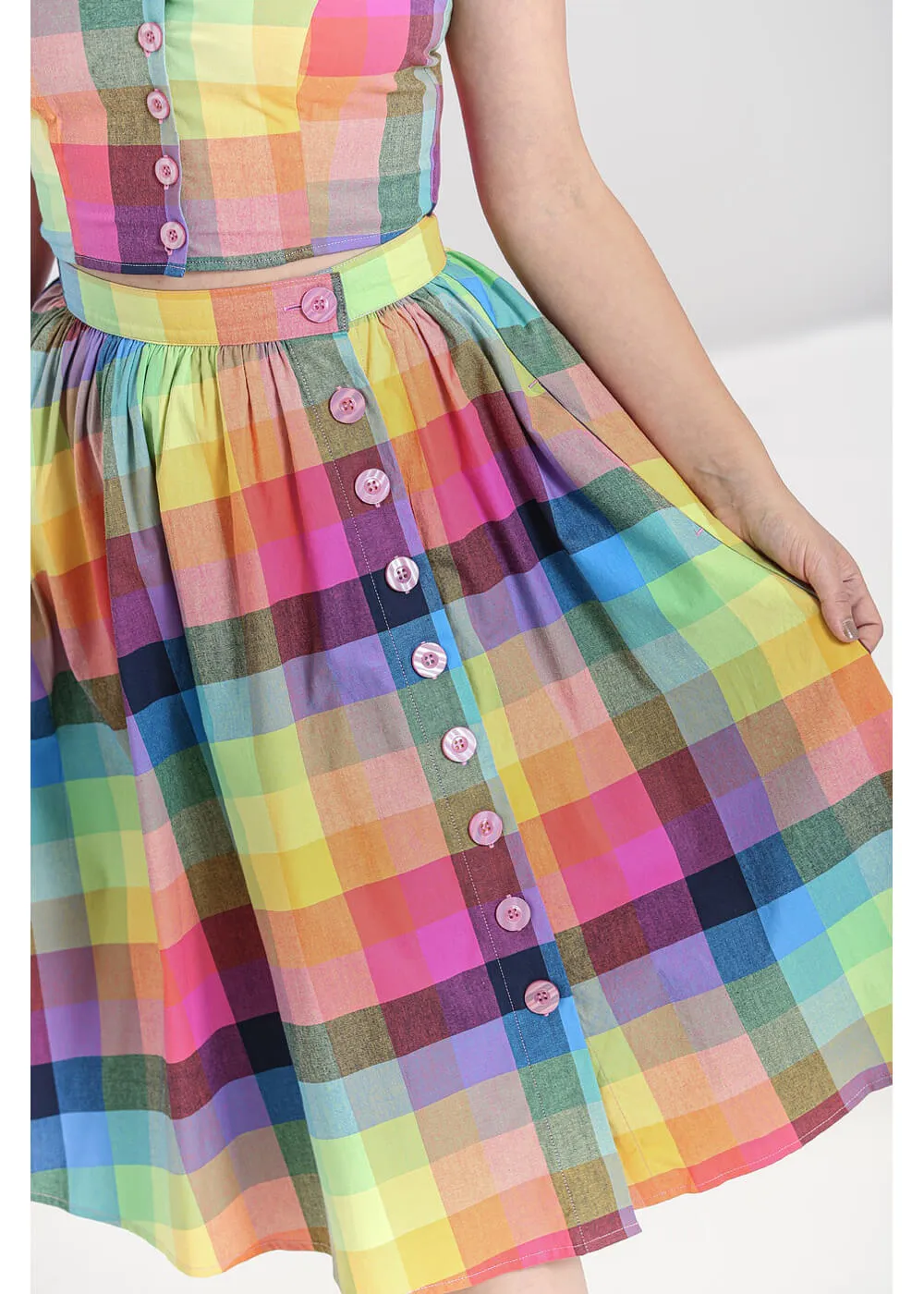 Hell Bunny Lucia Rainbow 50's Swing Skirt Multi