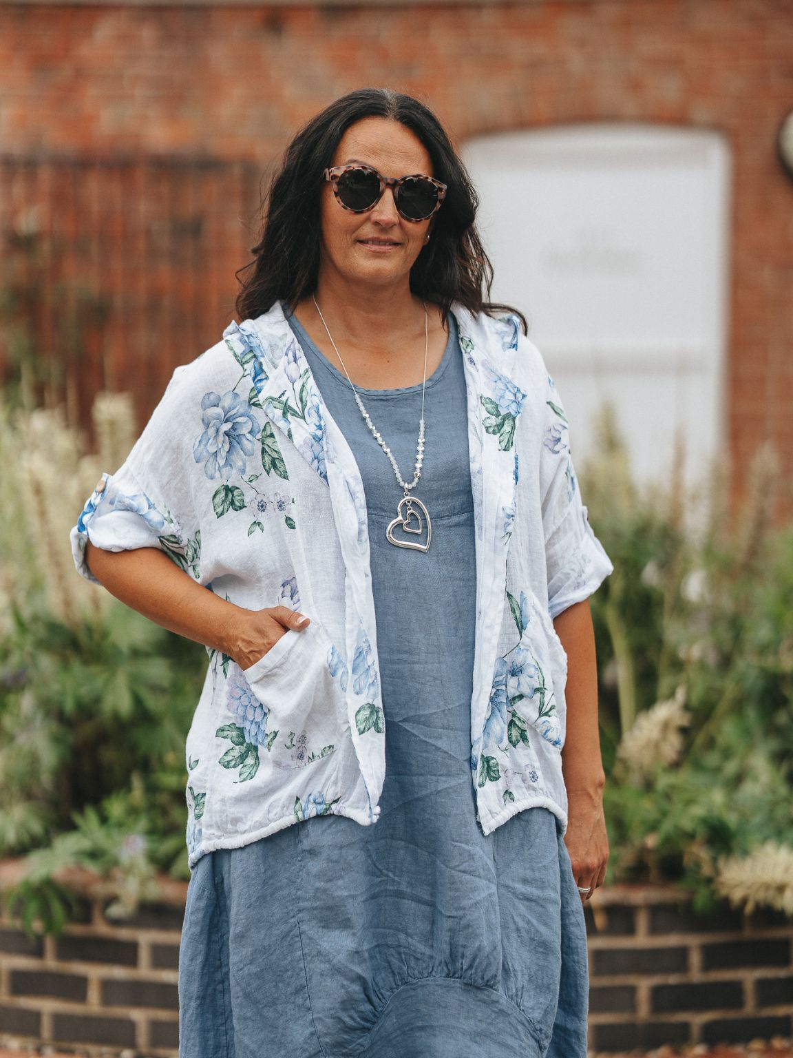 Hooded Linen Floral Jacket Frida