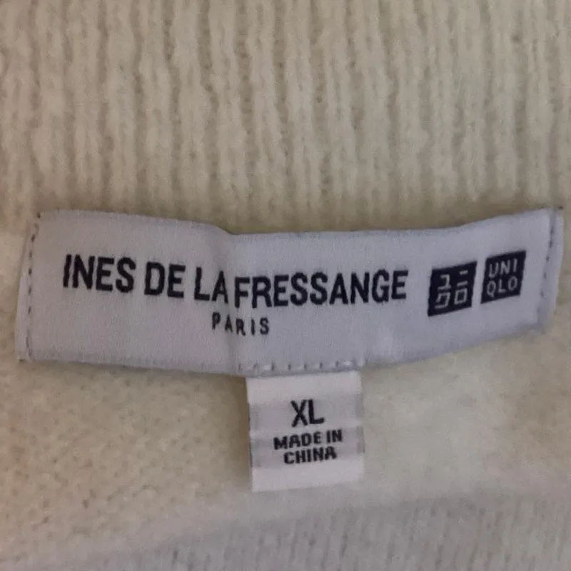 Ines De La Fressange x Uniqlo Cream Wool Colorblock Turtleneck Sweater Top XL