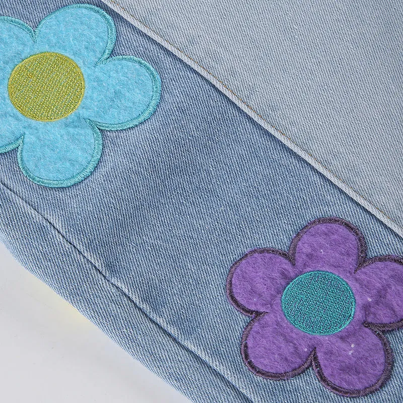 INS CUTE FLOWER EMBROIDERY JEANS BY70196