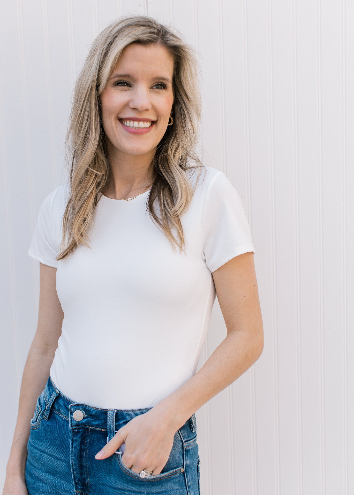 Ivory Lined SS Bodysuit