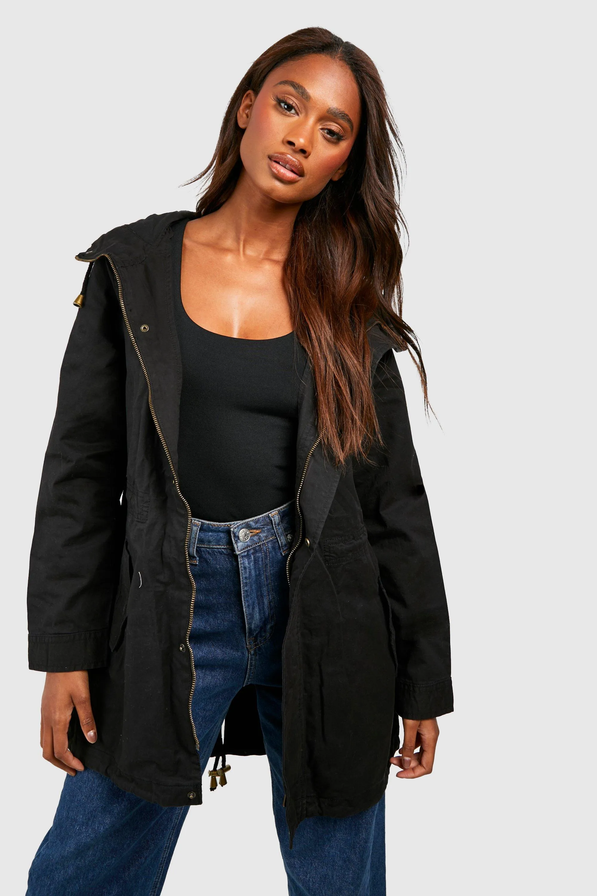 Jackets & Coats | Hooded Twill Mac | boohoo