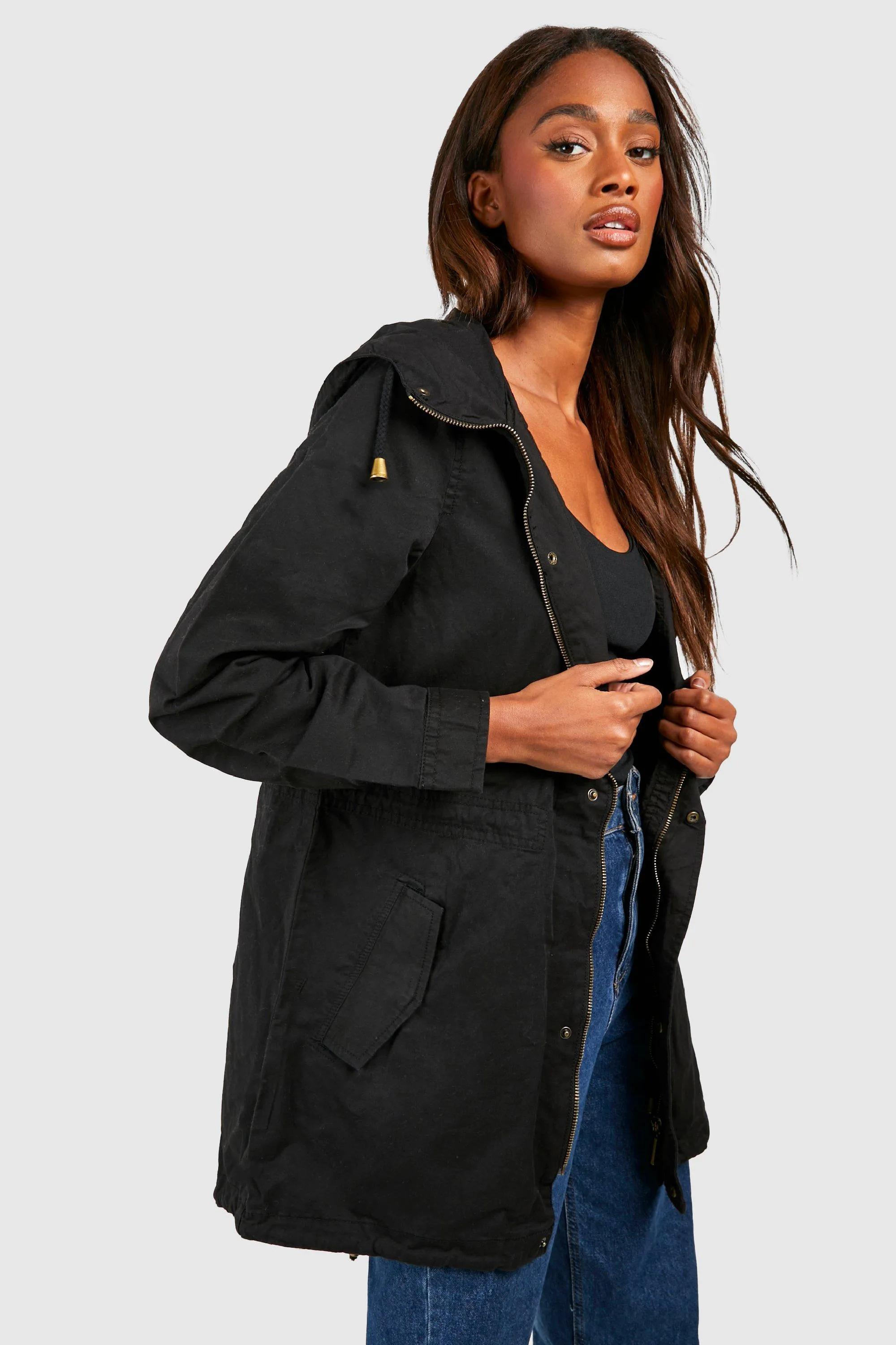 Jackets & Coats | Hooded Twill Mac | boohoo