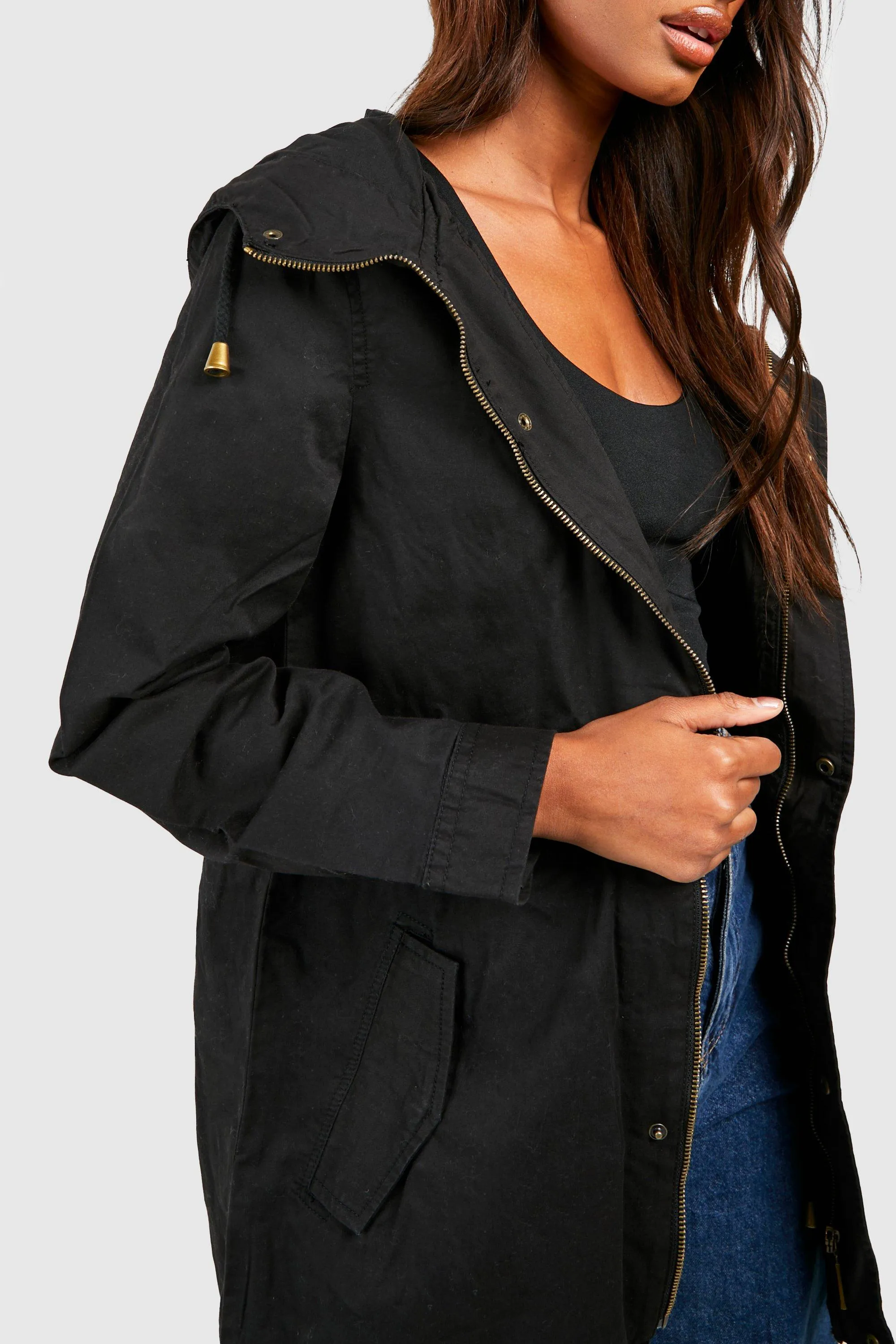 Jackets & Coats | Hooded Twill Mac | boohoo