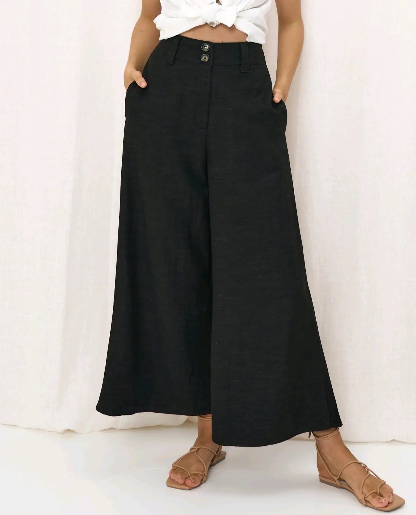 Joplin Silk Linen Pants - Black