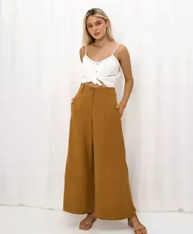 Joplin Silk Linen Pants - Vintage Mustard