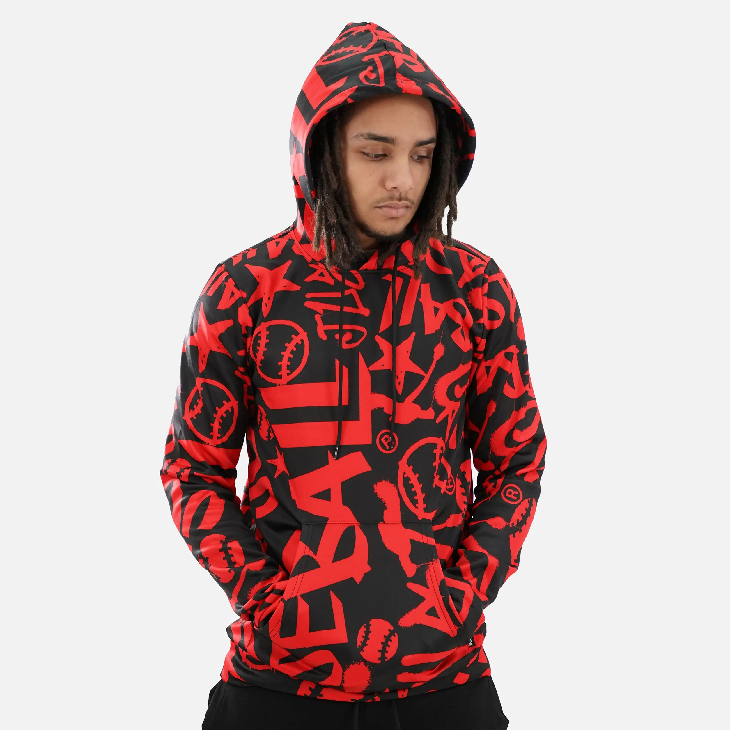 Just Ball Baseball Red Black Hoodie