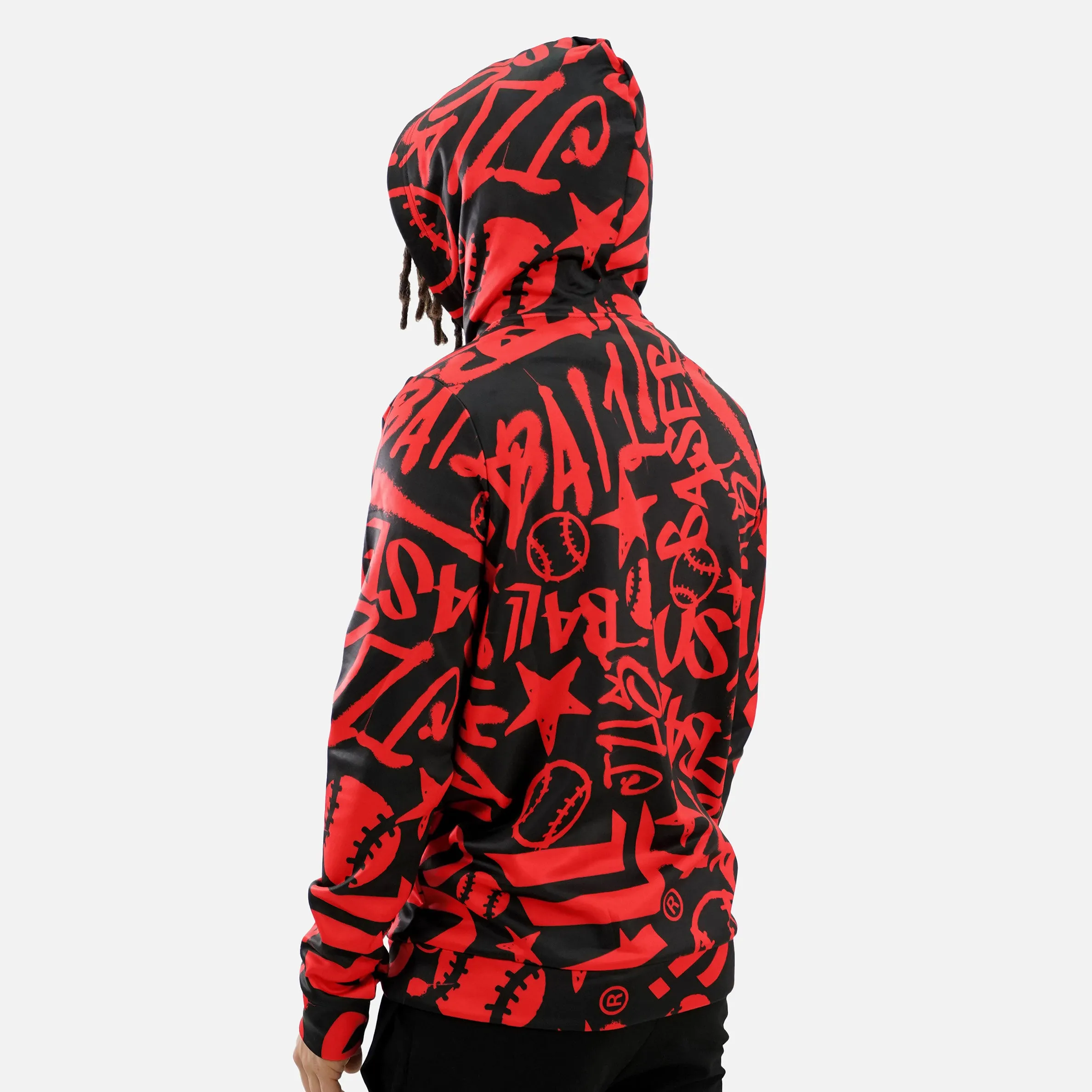 Just Ball Baseball Red Black Hoodie