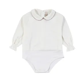 La Stupenderia Cream And Burgundy La Stupenderia Bodysuit For Baby Girls