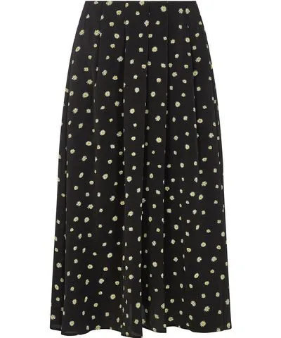 Lily and Lionel Women's Mila Side Slit Daisy Print Midi Skirt In Black