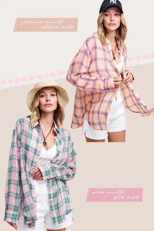 Liz Swift Plaid Button Dow Shirt