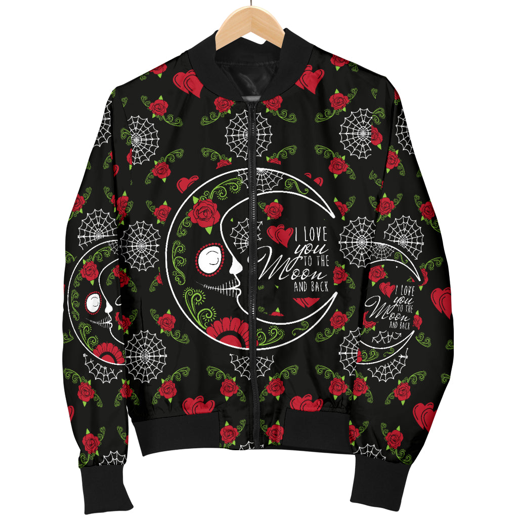 Love You To The Moon Sugar Skull Women's Bomber Jacket