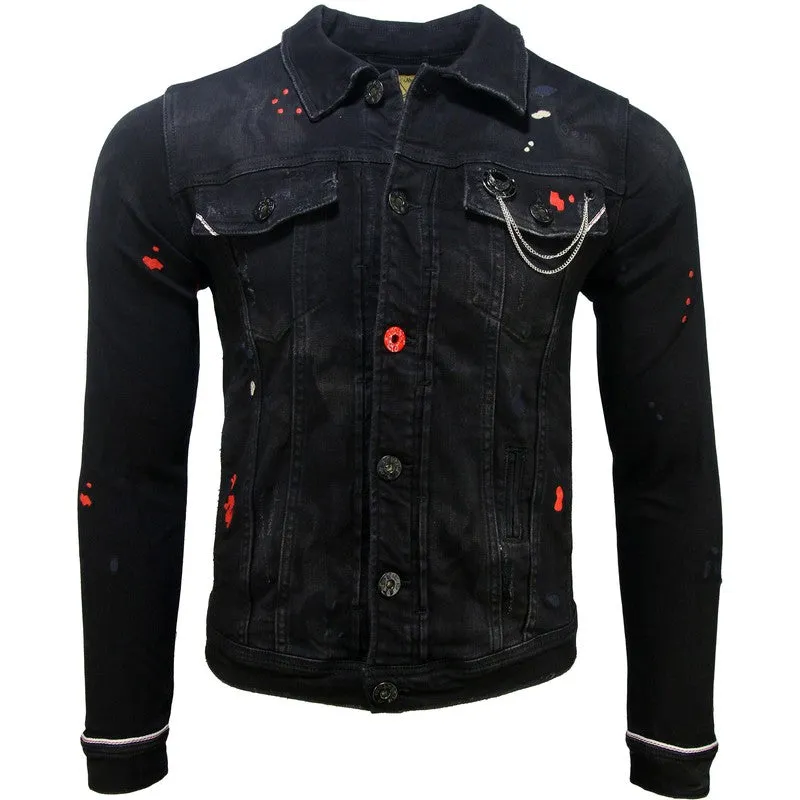 Men's Black Drip Premium Denim Jacket