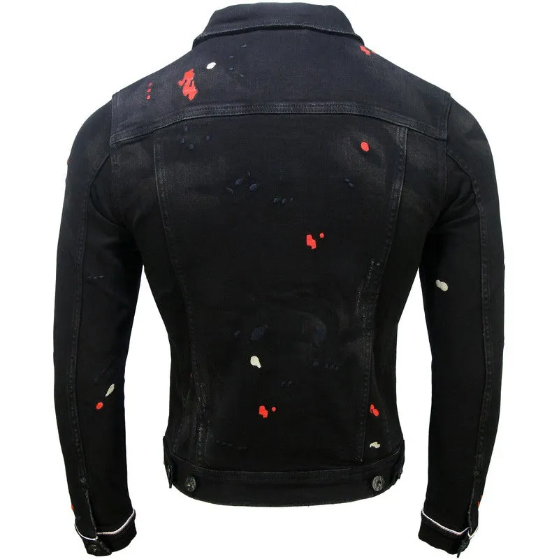 Men's Black Drip Premium Denim Jacket