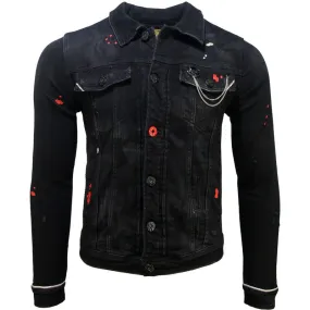 Men's Black Drip Premium Denim Jacket