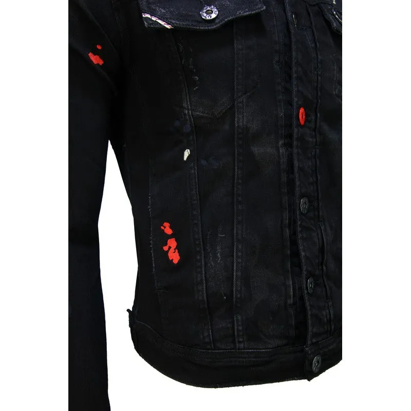 Men's Black Drip Premium Denim Jacket