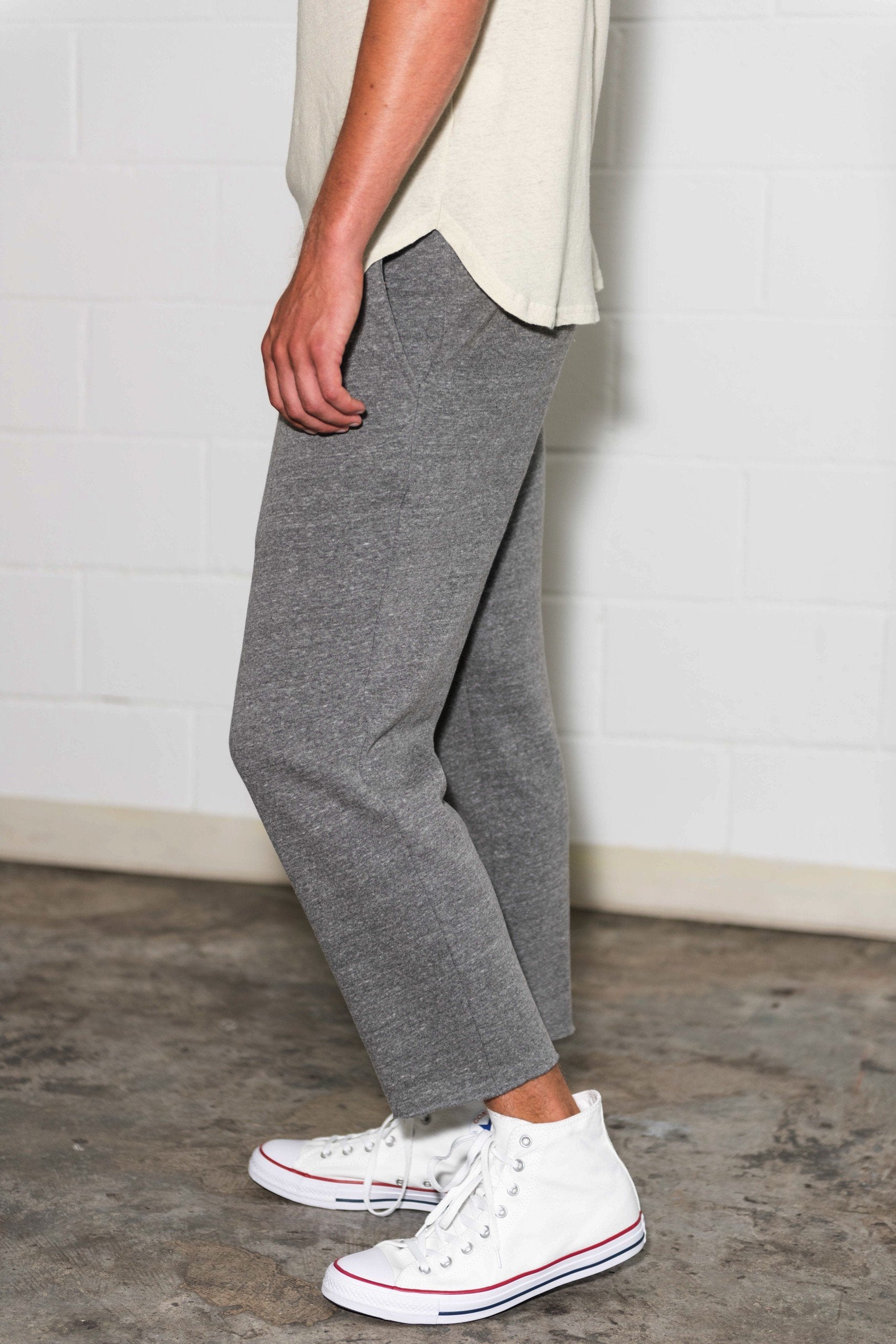 Men's French Terry Cut Off Raw Hem Sweatpant