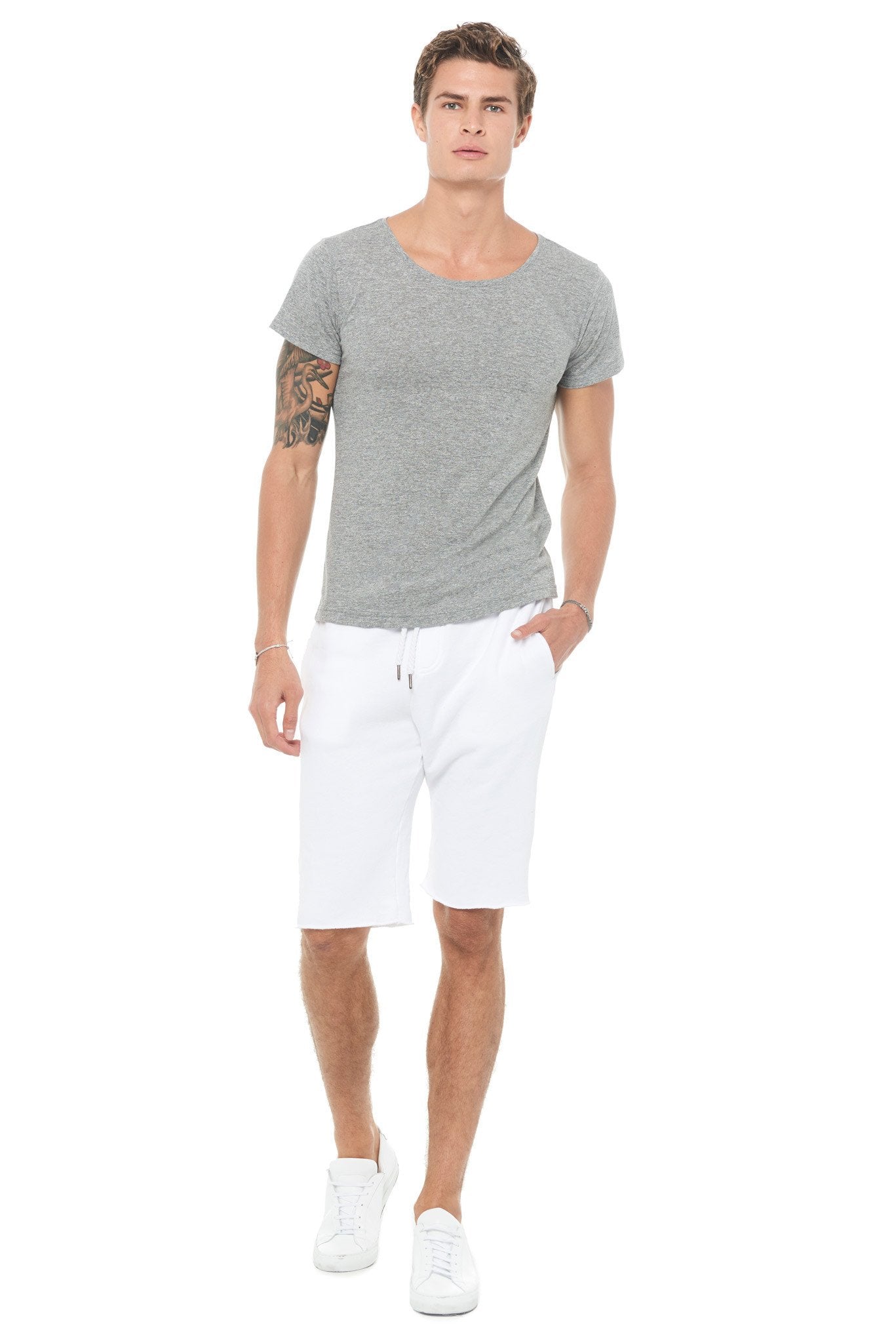 Men's French Terry Cut Off Short with Adjustable Draw Chord