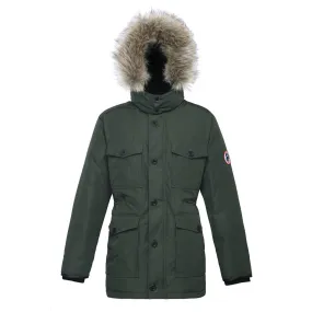 Men's Parka Jacket with Faux Fur Hood