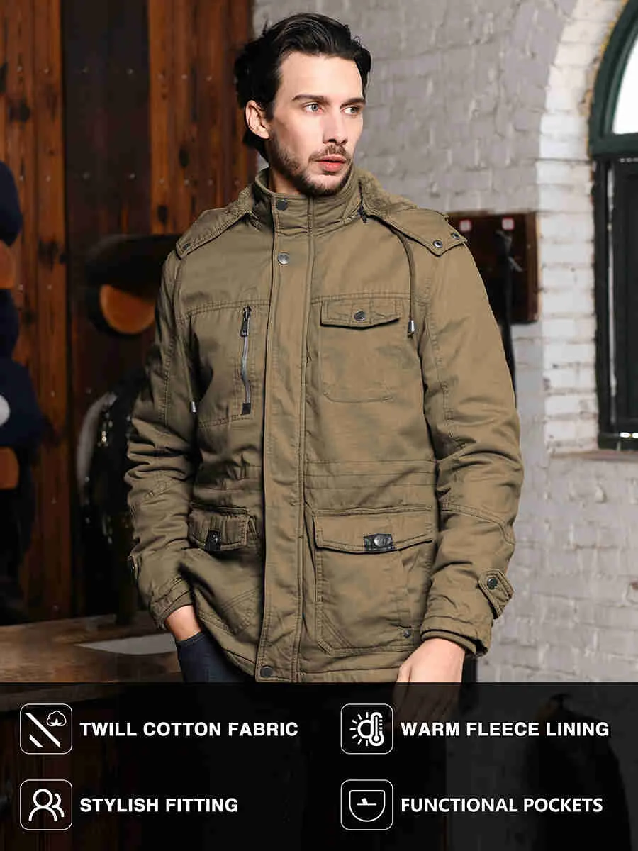 Men's Winter Thicken Cotton Parka Jacket Warm Coat