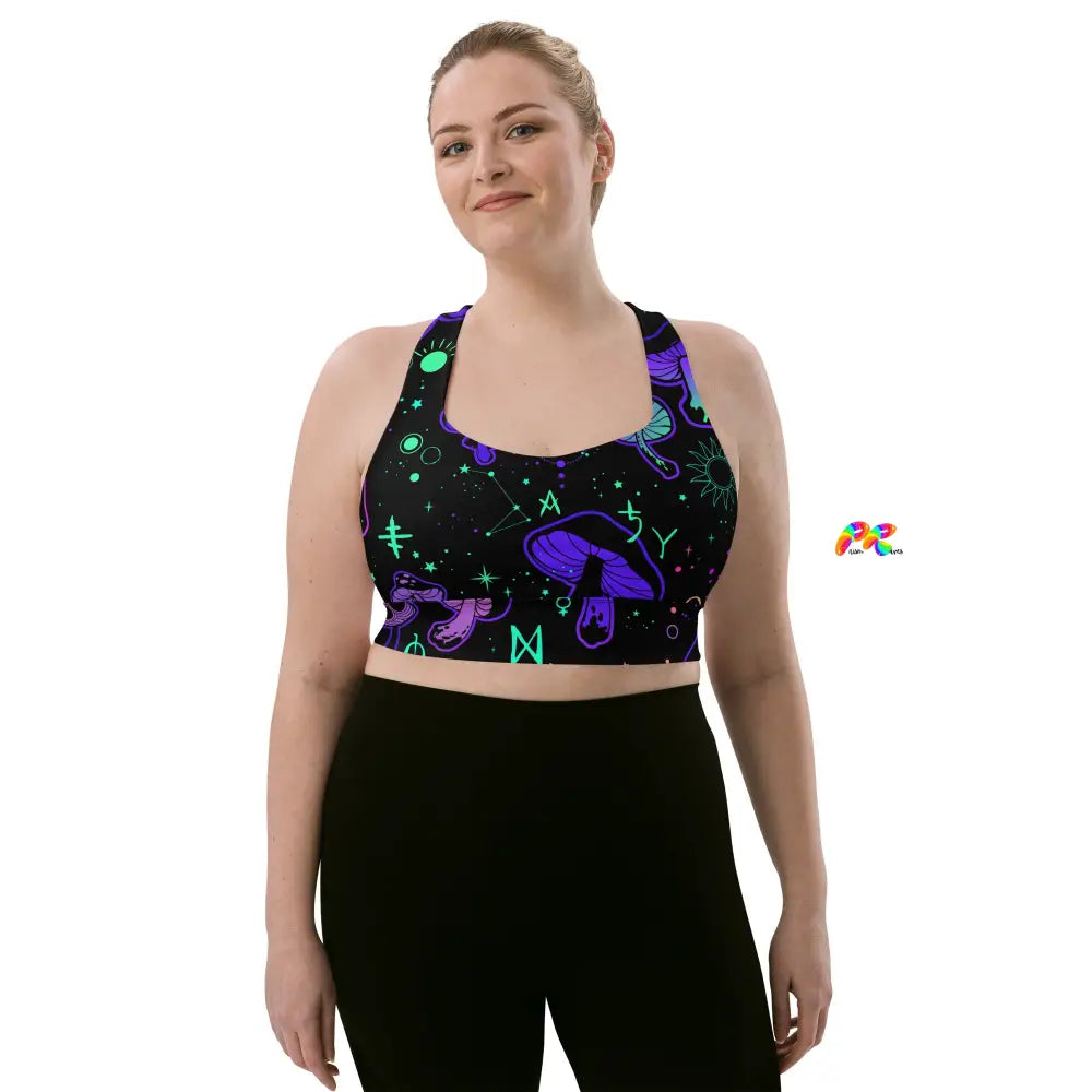 Mushroom Cult Rave Longline Sports Bra