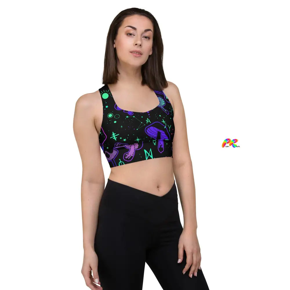 Mushroom Cult Rave Longline Sports Bra