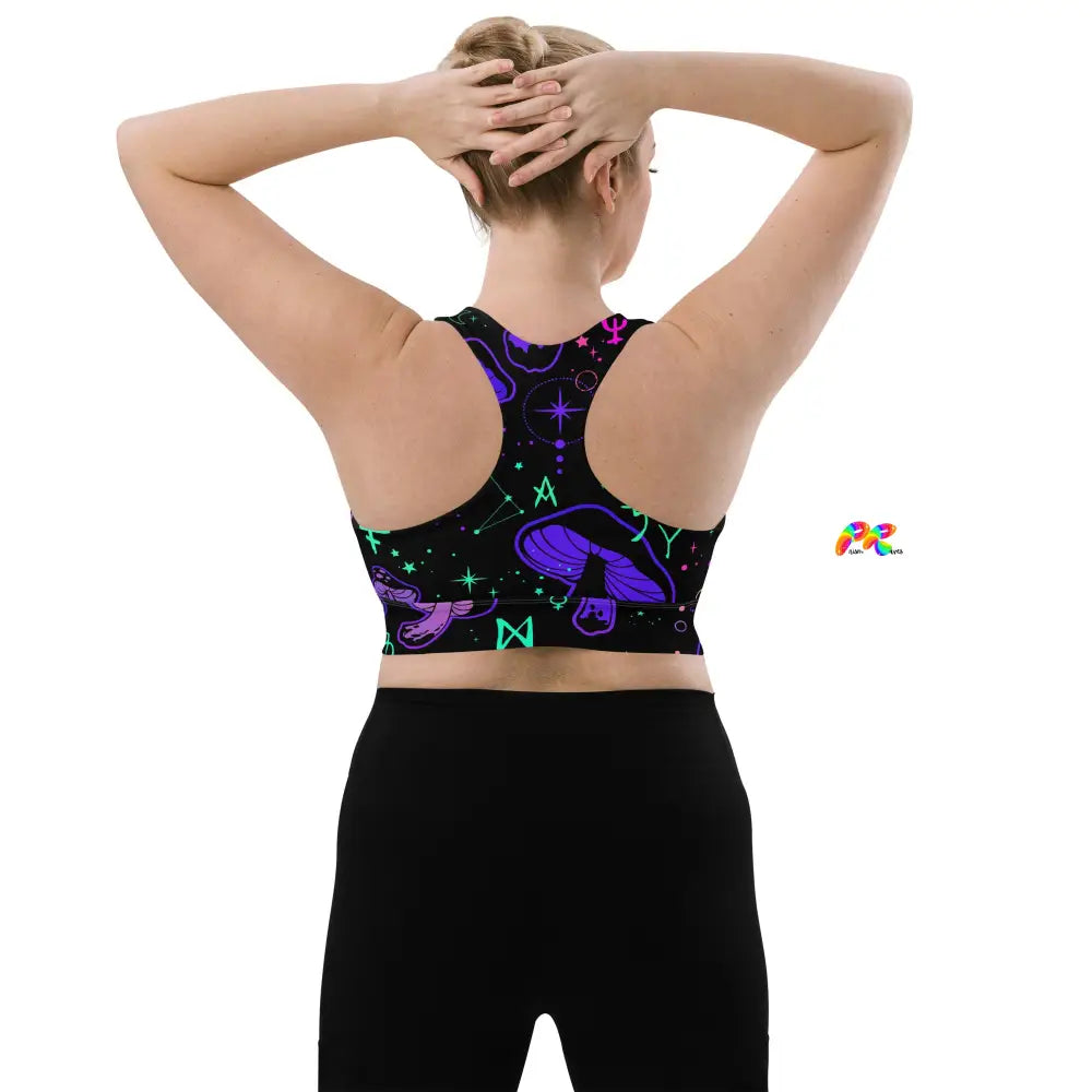 Mushroom Cult Rave Longline Sports Bra