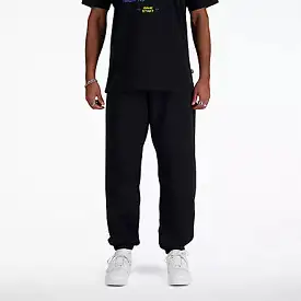 NEW BALANCE MEN'S FLEECE BLACK TRACKPANTS