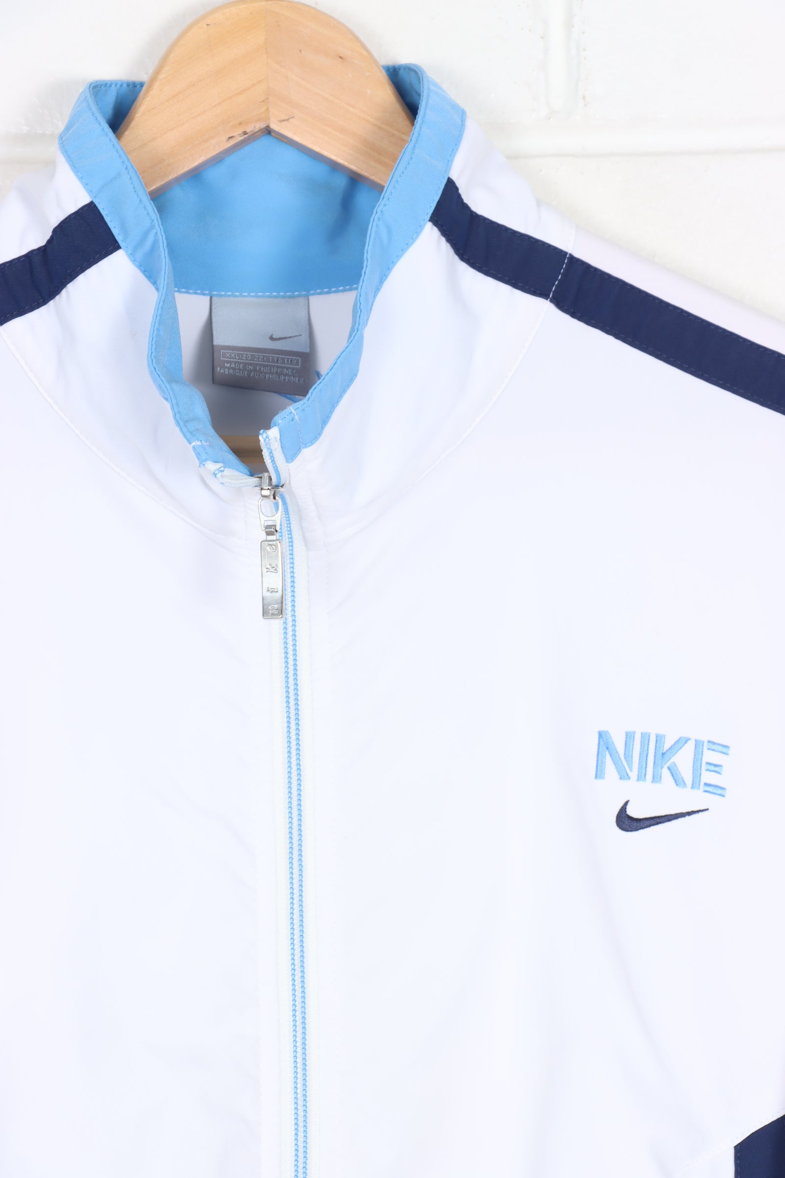 NIKE Embroidered Blue & White Striped Jacket (XL-XXL)