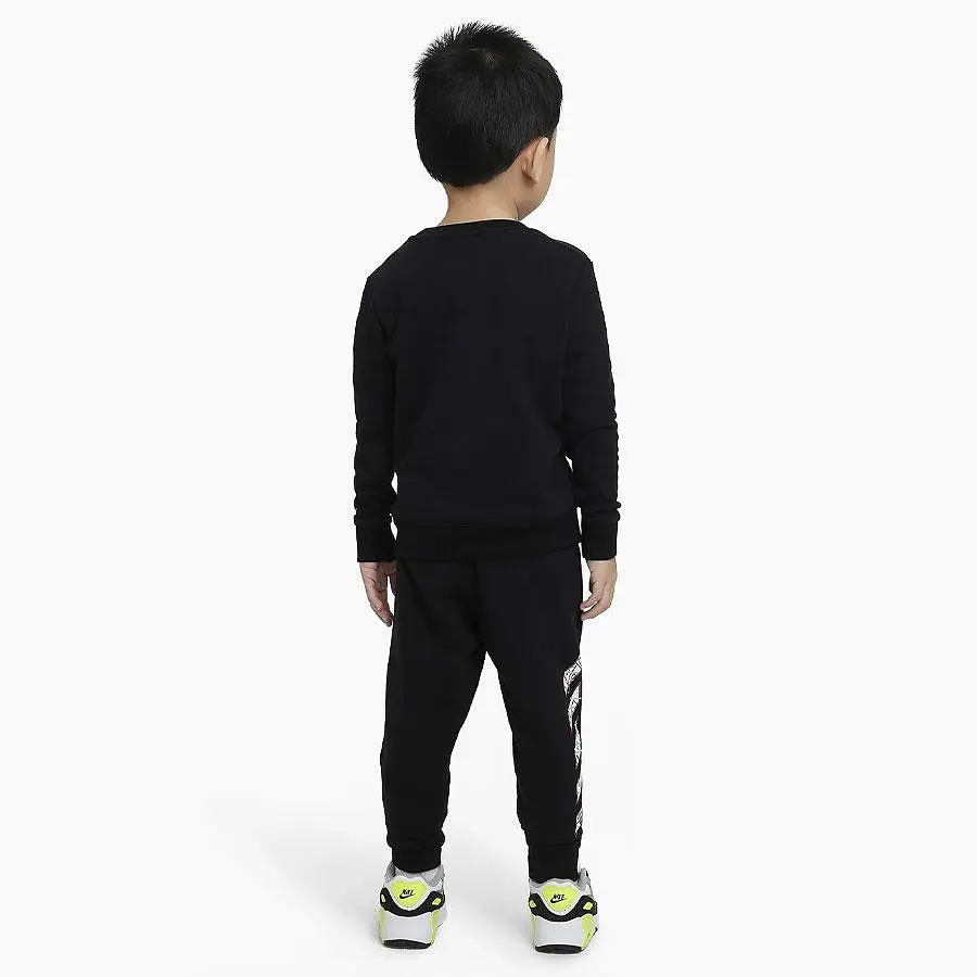 NIKE JUNIOR BEREAL BLACK CREW SWEATSHIRT & TRACKPANTS 2 SET