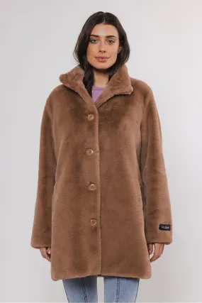 Nonna Brown Single Breasted Faux Fur Coat