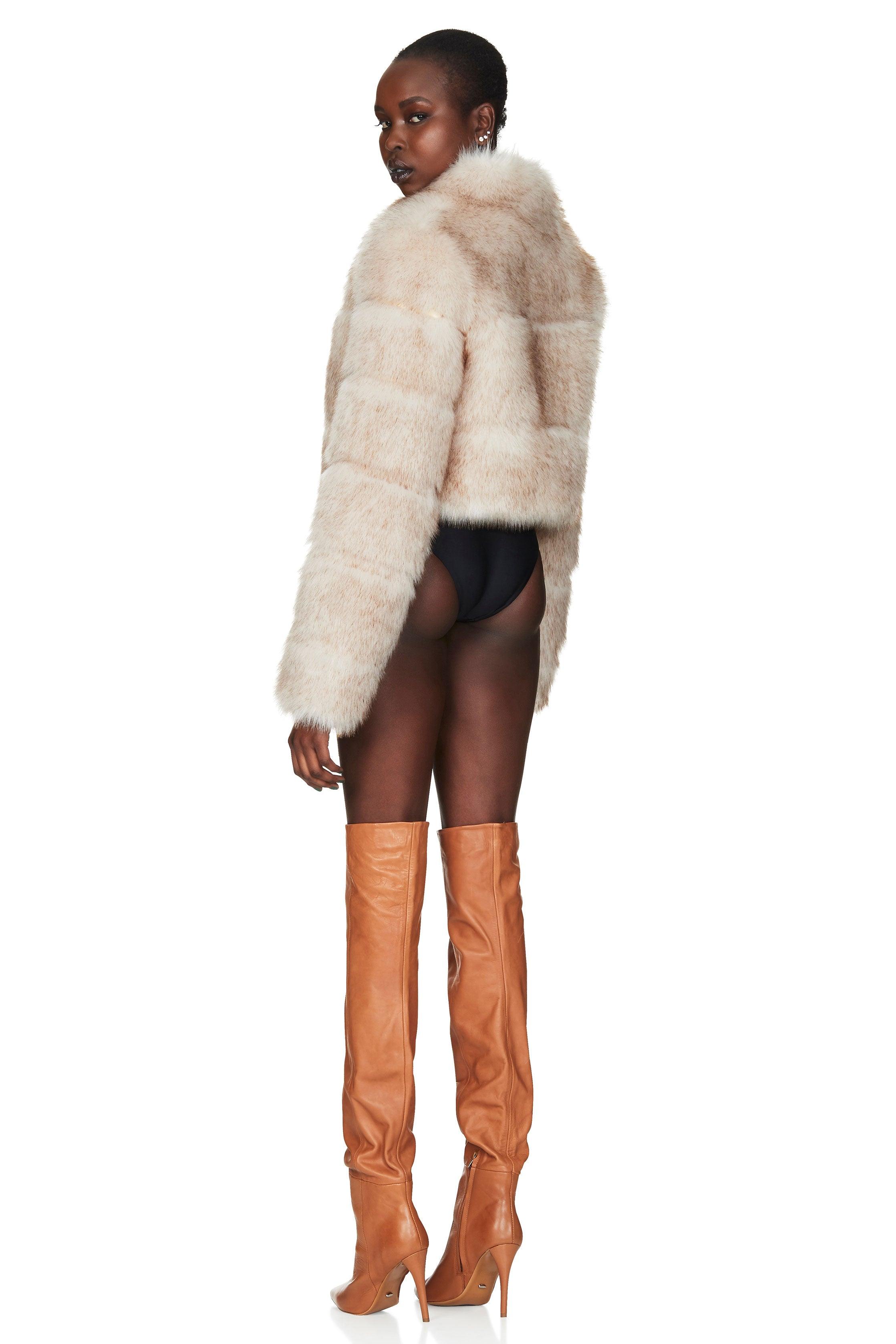 Nookie Tatiana Faux Fur Crop Jacket - Cream