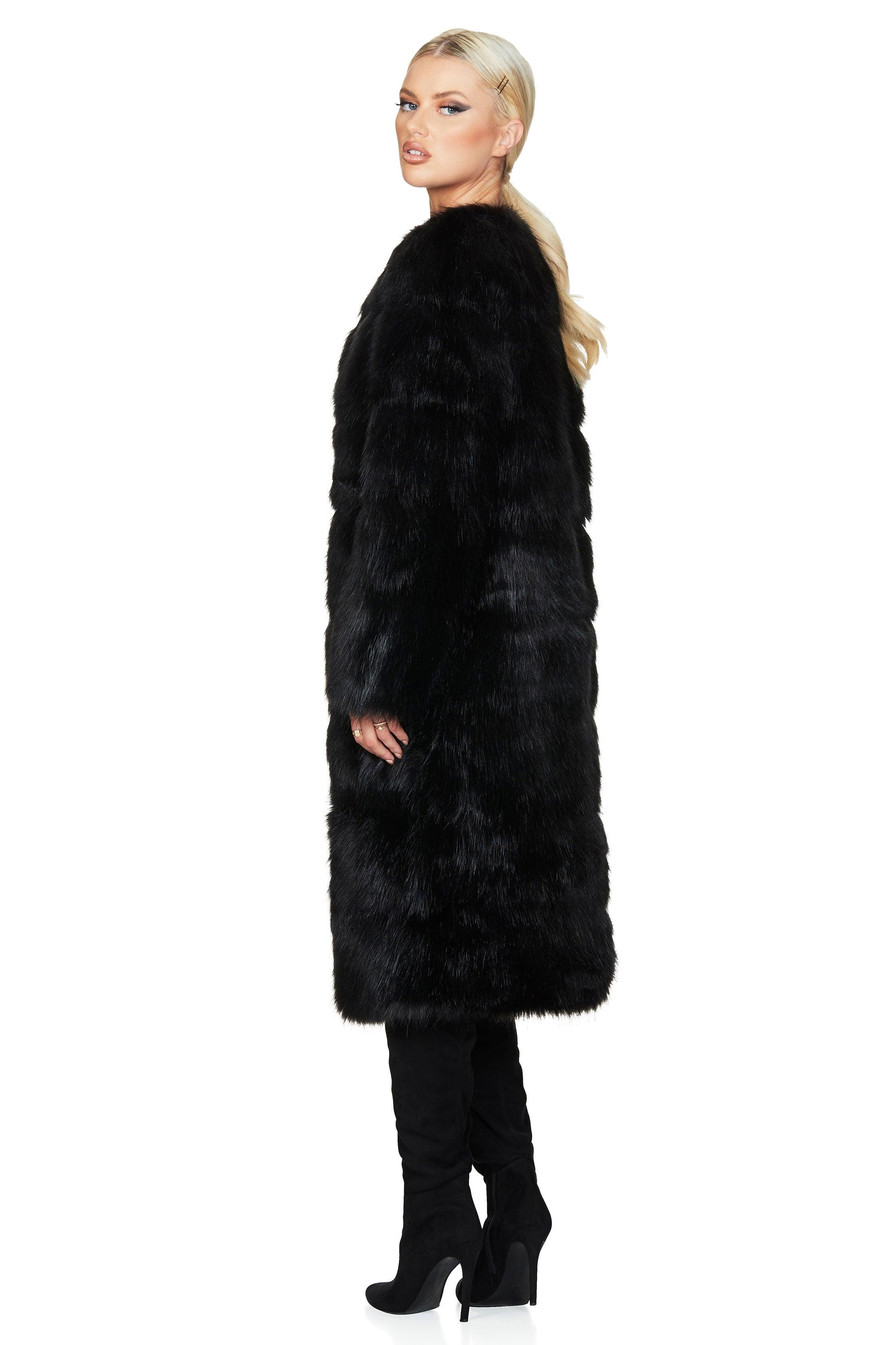 Nookie Tatiana Faux Fur Long Jacket - Black