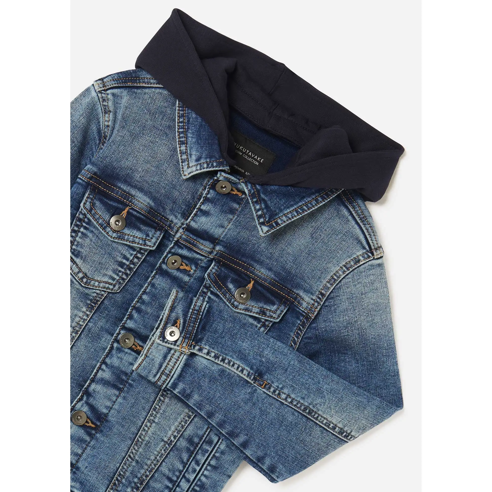 Nukutavake Hooded Denim Jacket _Medium Blue 6406-78