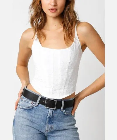 Olivaceous Eyelet Corset Top