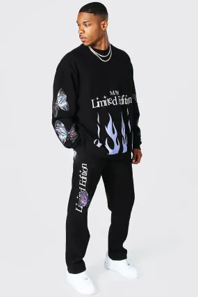 Oversized Man Flames Sweater Tracksuit