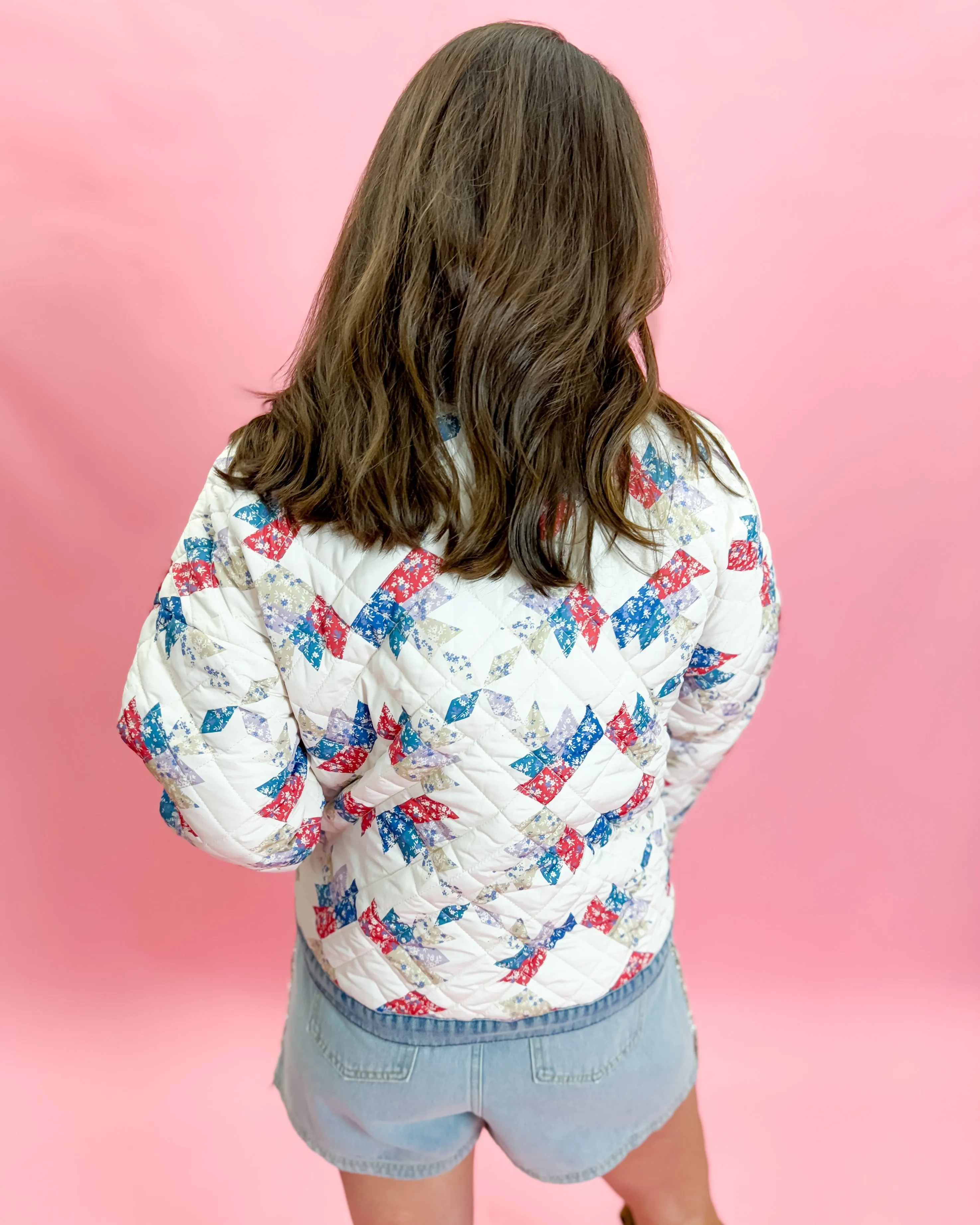 Padded Print Denim Jacket