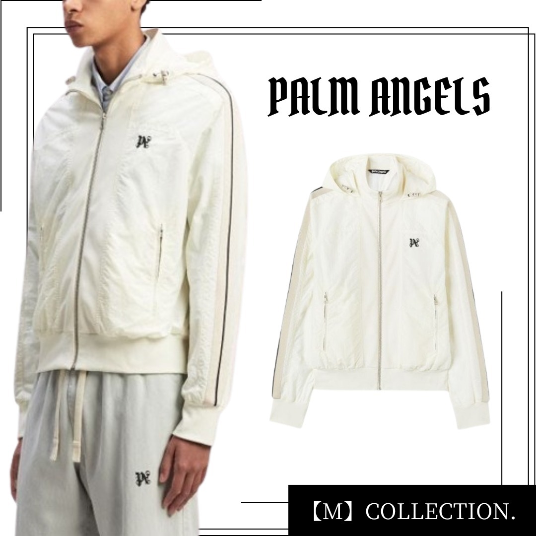 Palm Angels  |Unisex Street Style Long Sleeves Nylon Jacket  Logo Hoodies