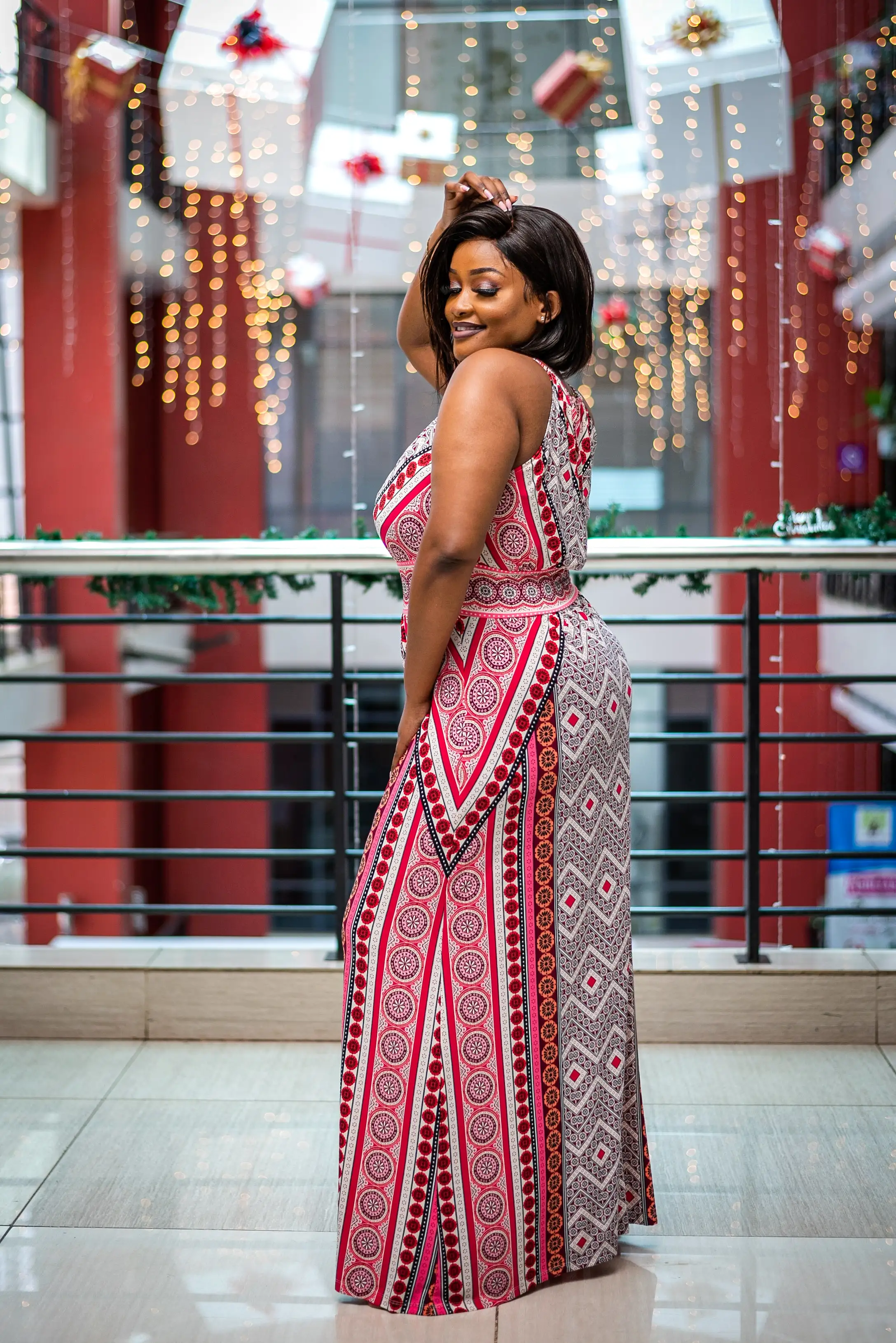 Pink tribal maxi dress