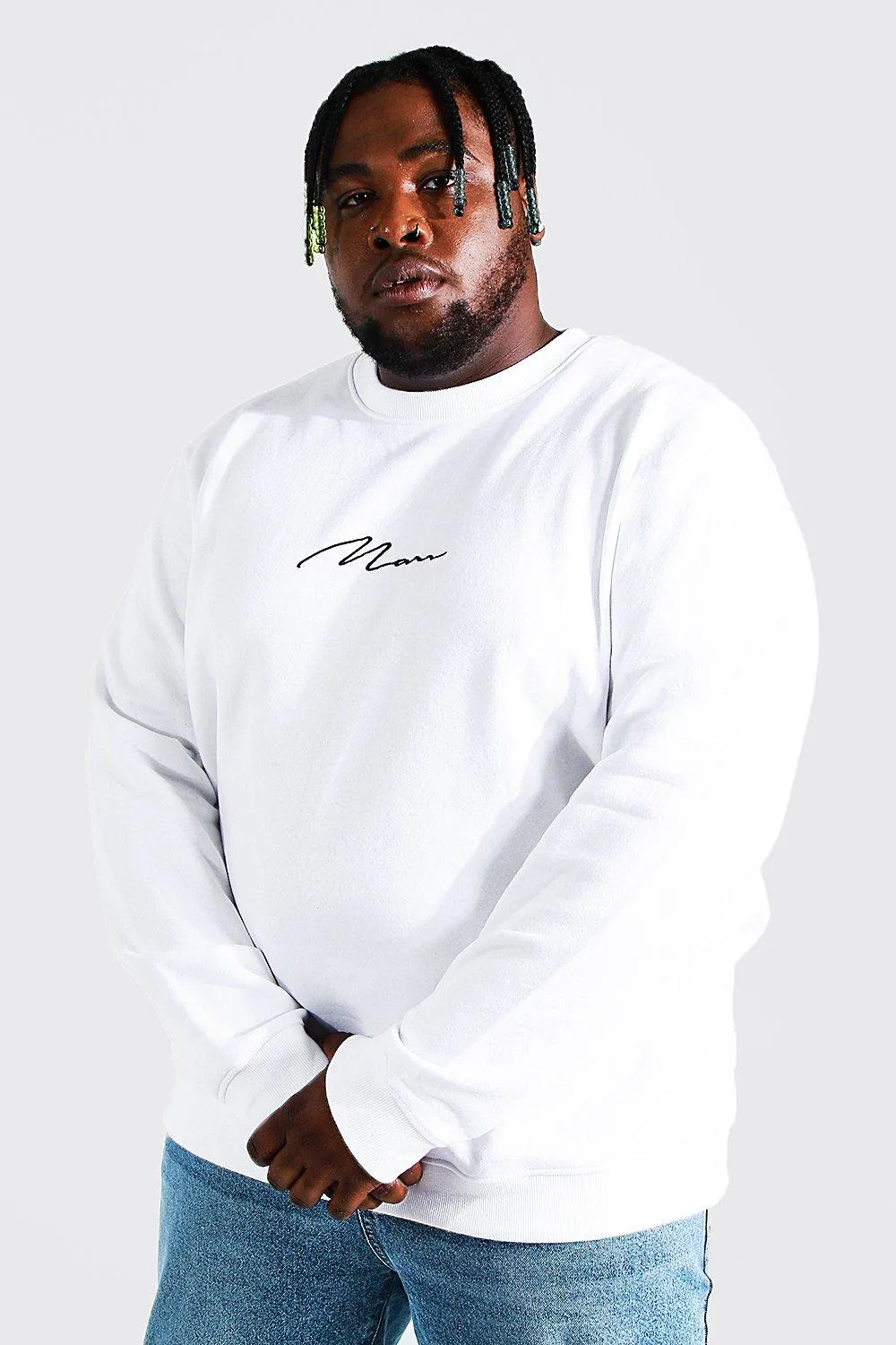 Plus Size Man Script Sweater