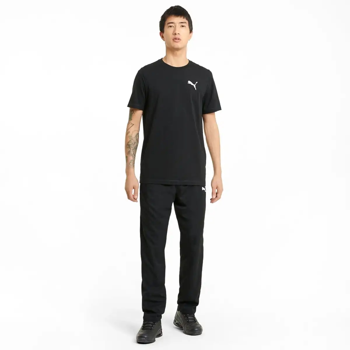 PUMA MEN'S ACTIVE WOVEN BLACK TRACKPANTS